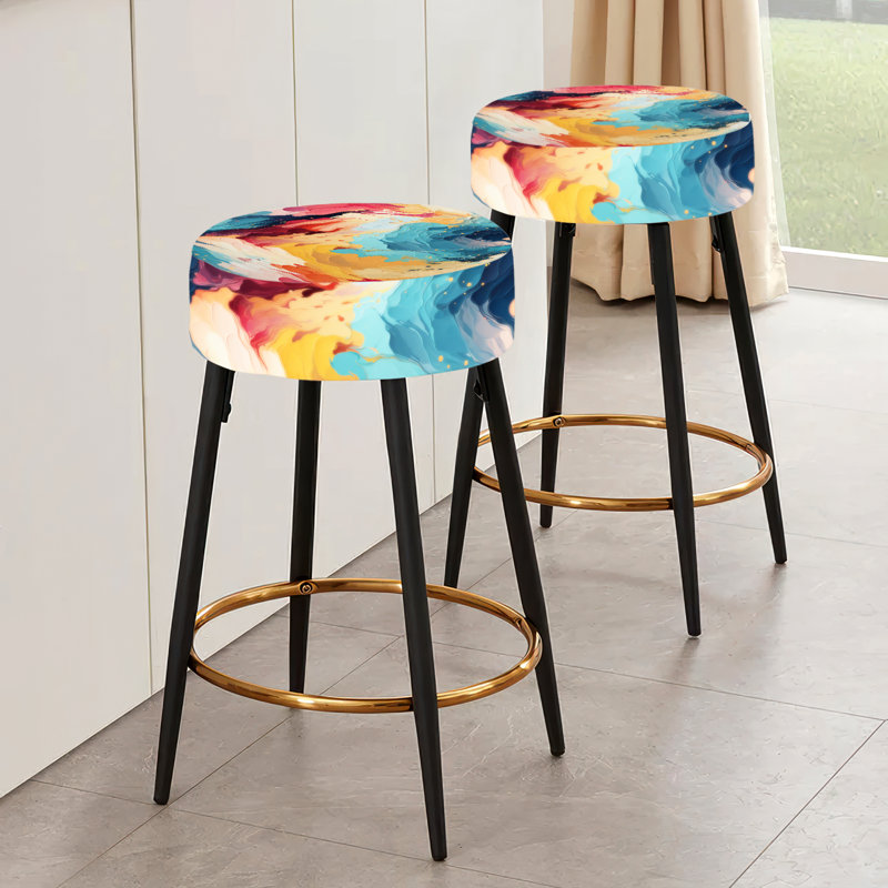 Artistic Pastel Colors Abstract Expression Abstract Bar Stools Set of 2 Design Art